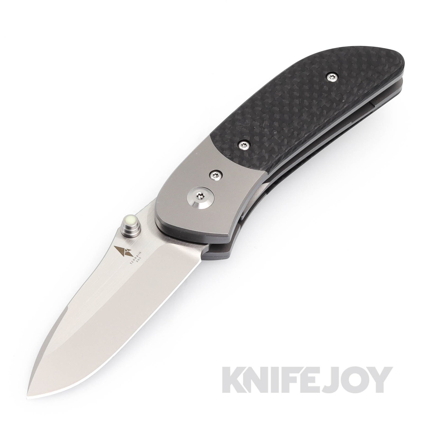 Terrain 365 T365-101012 P38 AT Manual Folding Terravantium Dendritic Cobalt Drop Point Blade with Carbon Fiber/ Titanium Handles