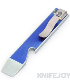 Maverick Customs 4" Crosshatch Blue/ Green Anodized Titanium Pocket Pry Bar/ Bottle Opener