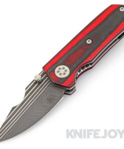 K.C. Gray Knives Custom Squeegee Nichols Bacon Damascus Blade with Red/Black CamoQuartz Scales