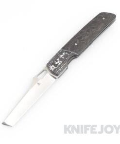 Jason Clark Custom Knives Coach Whip Thumbhole Flipper CPM 154 Blade with Fat Carbon Bolster/ Marbled Carbon Fiber Scales