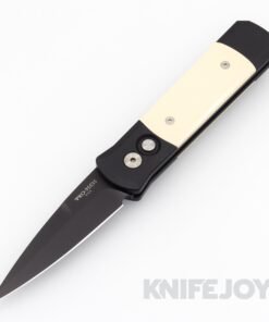 Pro-tech Knives 752 GODSON Auto Tuxedo Black Handle with Ivory Micarta and Black Blade