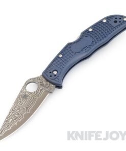 Spyderco C243FPNBD KnifeJoy Exclusive Endela Damascus Blade with KJ Steel Blue FRN Handles