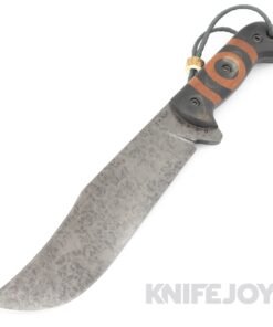 T.M. Hunt Custom Knives Big Bear Bowie Fixed Blade with Bullseye Pattern Black & Natural Micarta Handles
