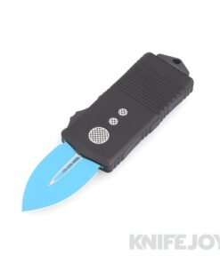 MICROTECH 157-1JK Exocet OTF Auto Signature Series Jedi Knight Blue Double Edge Blade with Black Aluminum Handles