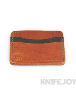 Redeemed Creations Company The Slider Leather Wallet English Tan and Green Leather with Cocoa Threads