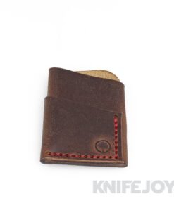 Redeemed Creations Company Slim Leather Wallet Brown with Red Threads