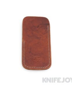 Robertson Leather Works Leather Slip Size Small Dark Brown Leather with Lime Green Stitching