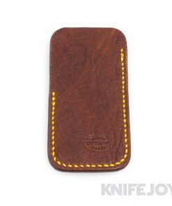 Robertson Leather Works Leather Slip Size Medium Bison Brown Leather with Yellow Stitching