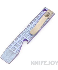 Maverick Customs 4.0"  Blue Frag Titanium Pocket Pry Bar/ Bottle Opener with Stonewash Pocket Clip