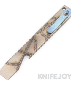 Maverick Customs 5.0" Anarchy Flamed Titanium Pocket Pry Bar/ Bottle Opener with Blue Ano Pocket Clip
