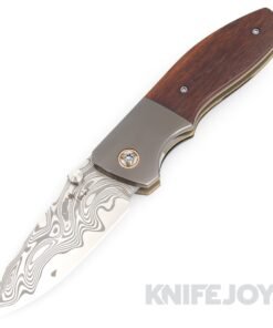 Kirby Lambert Custom Knives Ghost Folder Damacore Blade with Cross Cut Vintage Linen Micarta Handles/ Zirc Bolster and Clip/ Copper Collars