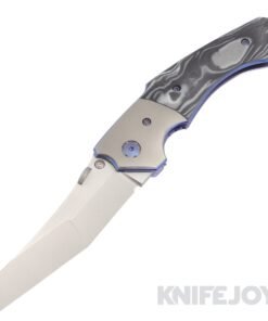 Elishewitz Custom Creations White Swan Folder Two Tone S35VN Blade with Burl G10/ Titanium Handles