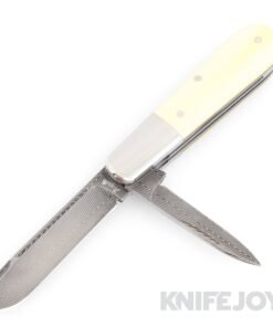 Bill Ruple Custom Knives SlipJoint 2 Blade Barlow Herring Bone Damascus Blades with Westing House Micarta Scales