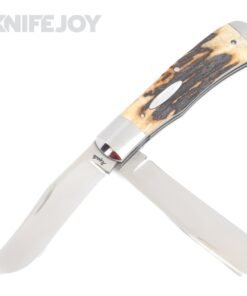 Bill Ruple Custom Knives SlipJoint 2 Blade Trapper Plain Blades with Stag Scales