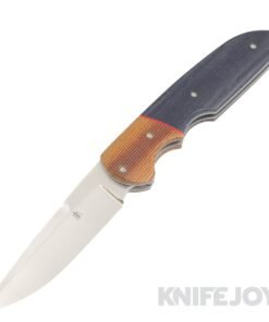 Jason Clark Custom Knives Model #14 Liner Lock Flipper XHP Core Blade with Natural Micarta Bolster/ Blue Jean Micarta Scales