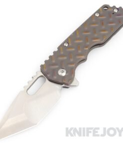 Attn2Detail Mercantile Knives Large MK2 Satin PD#1 Hissatsu/ Compound CruWear Blade with Bronze Titanium Treadplate Handles