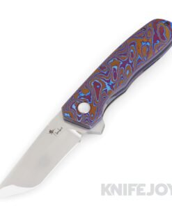Kirby Lambert Custom Knives Seishin Folder Nitro V with 3 Alloy Mokuti Overlay Handles/ Anodized Hardware/ Pearl Inlay Pivot