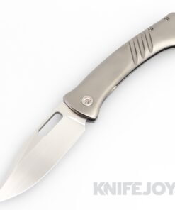 Foster SO CAL Knives Custom Swordfish Framelock Folder Hand Rubbed CPM 154 Clip Point Blade with Zirblasted Contoured Titanium Handles/ Carved Black Timascus Clip