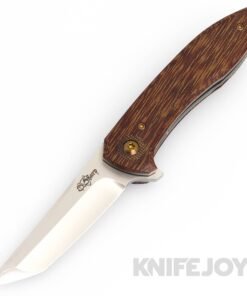 David Sharp Sharpwerks Knives Deka Mini Flipper RWL Blade with XCUT Vintage Natural Micarta/ Vintage Micarta Accents Handles
