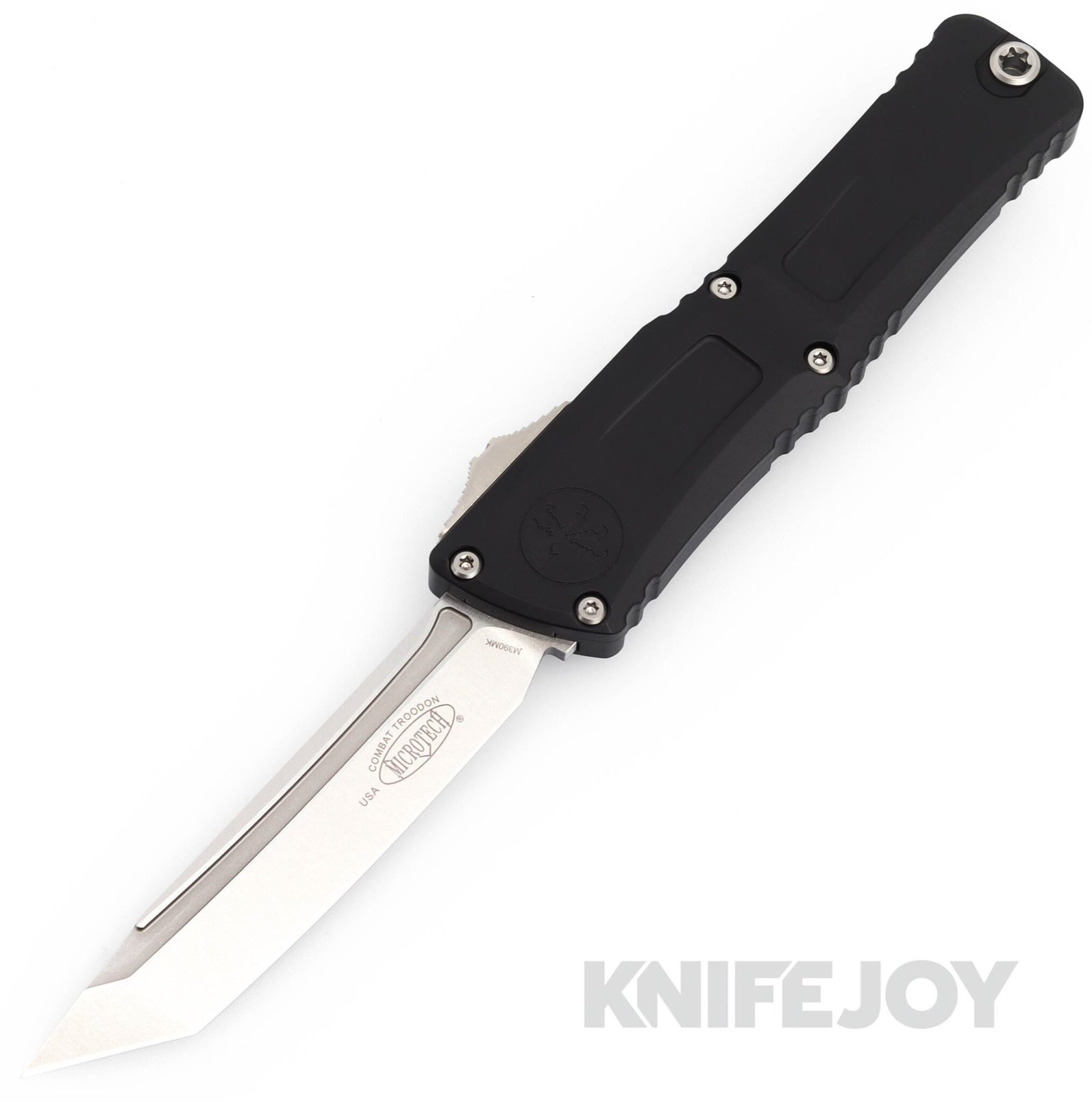 MICROTECH 1144-10 Combat Troodon III OTF Auto Single Tanto Edge Standard Blade with Black Aluminum Handles