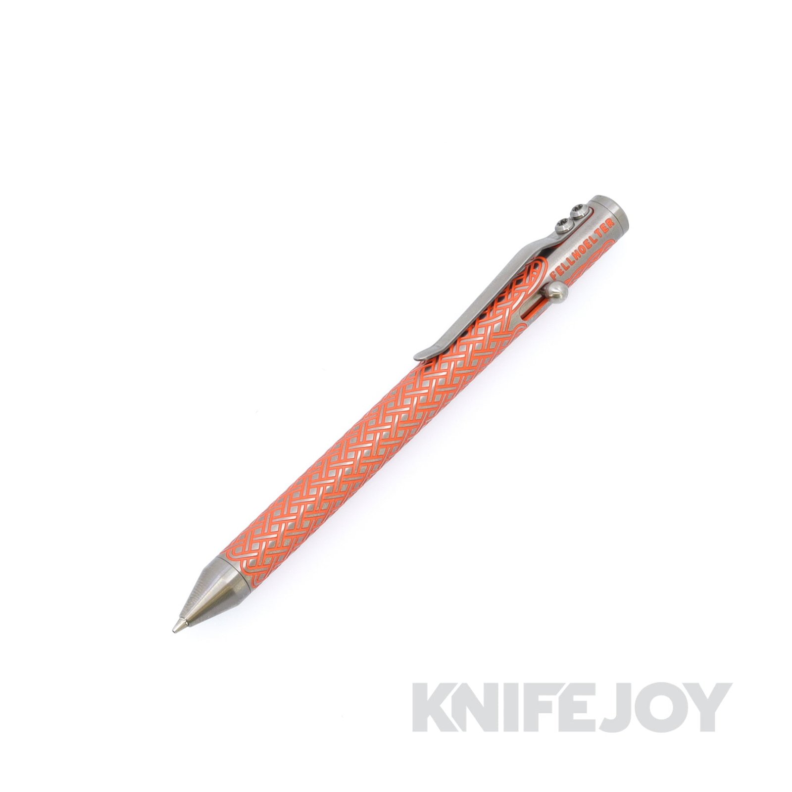 Fellhoelter / Captain Axel Custom TiBolt Pencil Celtic Machined Pattern with Orange Cerakote Inlay