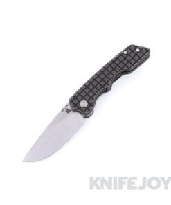Attn2Detail Mark 3 Small Gen 4 Stonewashed Satin S35VN Drop Point Rising Grind with Frag Blackwash Titanium Handles