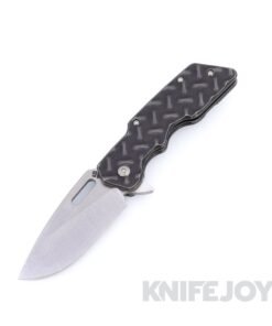 Attn2Detail Mercantile Knives Mark 1 Medium Gen 4 Stonewash Satin Magnacut Drop Point Rising Grind Blade with Blackwash Treadplate Titanium Handles
