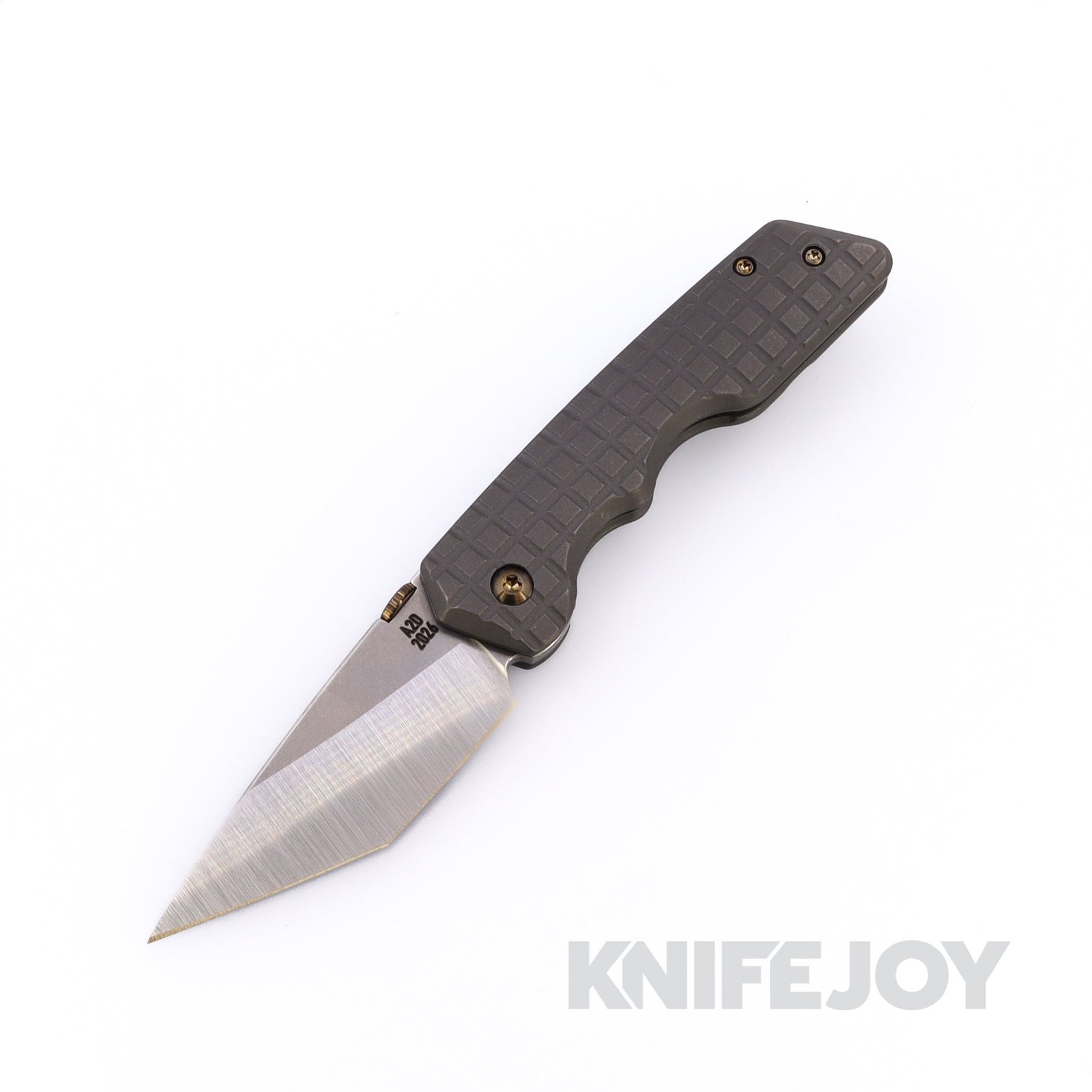 Attn2Detail Mercantile Knives Mark 3 Medium Two-Tone Magnacut Hissatsu Rising Grind Blade with Knifemakers' Special Contoured Frag Stonewashed Grey Titanium Handles