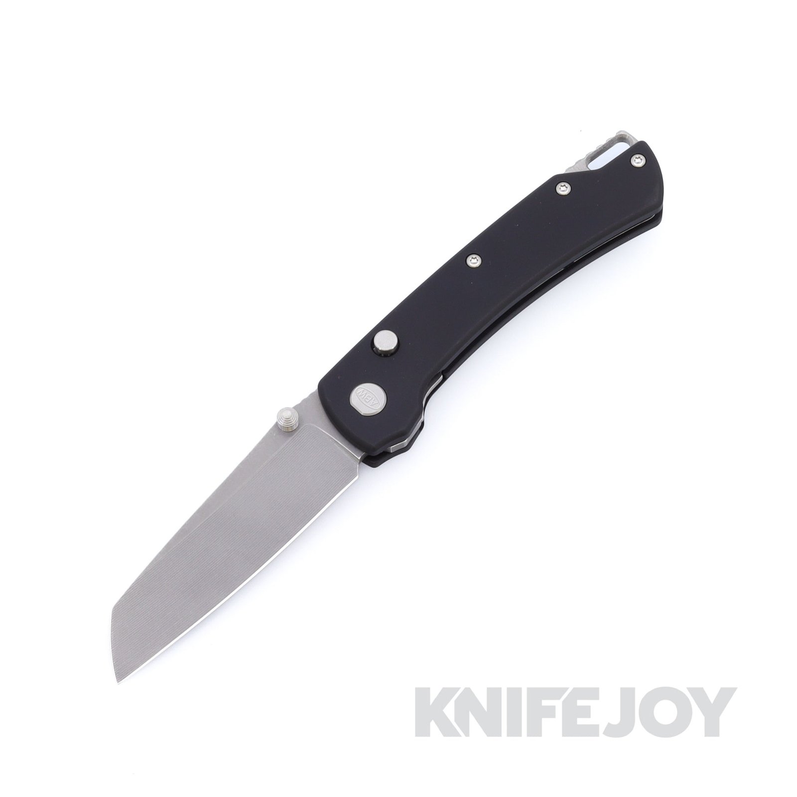 American Blade Works Model 3 Machine Stepped Sheepsfoot Magnacut Blade with Black Aluminum Handles