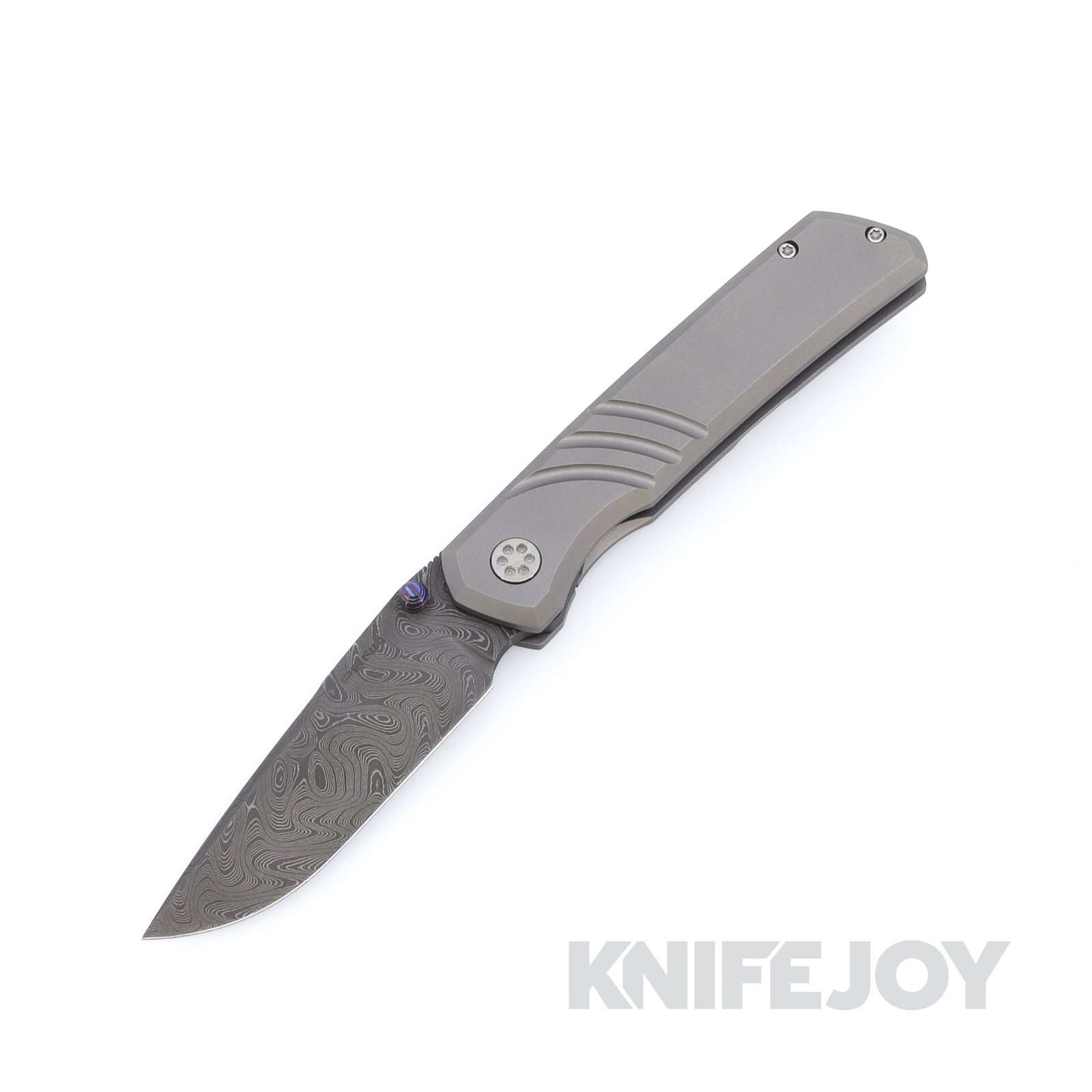 Enrique Pena Custom "La Sofia" Nichols Damascus Blade Full Titanium Scales Mokuti Clip Backspacer and Thumb Studs
