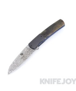 Brad Zinker Knives FR 3.0 Modified Sheepsfoot Loki Damasteel Blade, Titanium Liner Lock Flipper with Mammoth Ivory Scales & Zirconium Bolsters