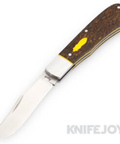 Bill Ruple Custom Knives SlipJoint Satin Blade with Bakelite and Yellow Micarta Handles