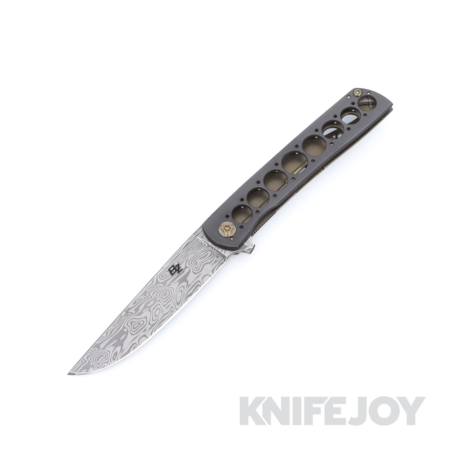 Brad Zinker Knives Urban trapper 3.5 frame lock flipper Zirconium Front Scale, Loki Damasteel Blade and Floating Backspacer