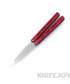 Pro-Tech Knives FF2101-Red Squid Collab FlyFather 2 Balisong Knife 154CM Satin Blade with Red Aluminum Channel Handles / Zen Pin and Bushing