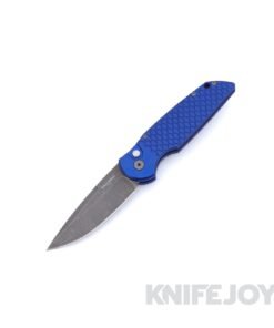Pro-tech Knives BSA26.TR3.1 Auto Tactical Response 3 Acidwashed Blade with Fish Scale Textured Blue Aluminum Handle / Blasted Hardware