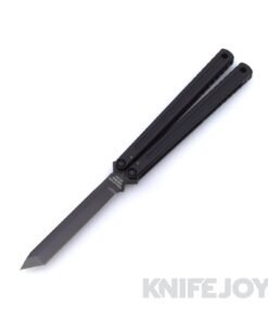 Squid Industries Knives Krake Raken V3 Inked Glide Edition Balisong Butterfly Knife DLC Black Tanto Blade with Black Aluminum Handles
