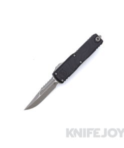 MICROTECH 12354TP-10APS UTX-85 OTF Auto Gen IV Interceptor Signature Series Apocalyptic Standard Blade with Black Deep Engraved Topographic Aluminum Handle
