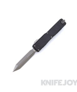 MICROTECH 12234TP-10AP Ultratech Spartan OTF Auto GEN IV Apocalyptic Standard Blade with Black Topographic Deep Engraved Aluminum Handle