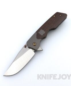 Attn2Detail Mercantile Knives Custom Mark 3 Medium Satin Magnacut Clip Point Blade with Integral Bolsters / Shield Inlay / Burlap Micarta Scales