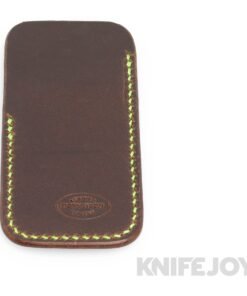 Robertson Leather Works Leather Slip Size Medium Brown Leather with Lime Green Stitching