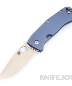 Spyderco C186TIPBL KnifeJoy Exclusive Slysz Bowie Folder M390 with Anodized Blue Ti Handle
