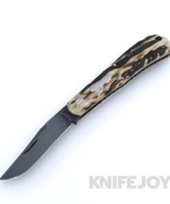 Grayson Jennings Custom Knives Back Pocket Trapper A2 Blade with Sambar Stag Handle