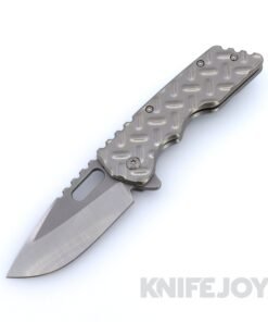 Attn2Detail Mercantile Knives Custom Medium MK2 Two-Tone Drop Point Magnacut Blade with Stonewash Titanium Treadplate Handles
