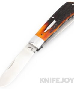 Bill Ruple Custom Knives SlipJoint 2 Blade Small 1123 Remington Plain Blades with Amber Stag Scales