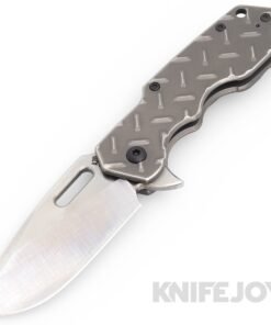 Attn2Detail Mercantile Knives Mark 1 Medium Satin Magnacut Drop Point Rising Grind Blade with Stonewash Treadplate Titanium Handles