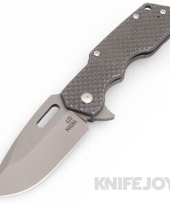 Attn2Detail Mercantile Knives Mark 1 Medium Blasted Magnacut Blade Standard Grind Blade with Stonewash Double Divot Titanium Handles