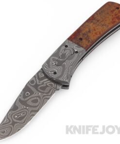 Rainy Day Knives Model 3A #1 Auto Knife Nichols Yield Stainless Damascus Blade with Vintage Linen Micarta Handles