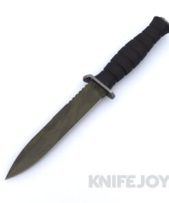 Defiant 7 Knives M320 Tiger Stripe Cerakote 3V Blade with Black Polymer Handles