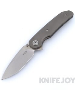 Johan vd Walt JB3Ti Custom Flipper with M390 Harpoon Satin Blade and Blasted / Tumbled Titanium Handles