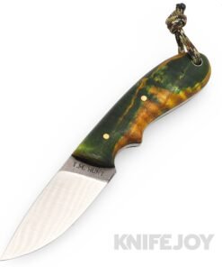 T.M. Hunt Custom Knives Hedgehog Fixed Blade with Green/ Yellow Curly Maple Handles